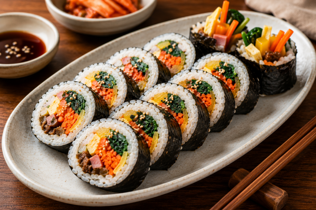 Korean kimbap rice rolls