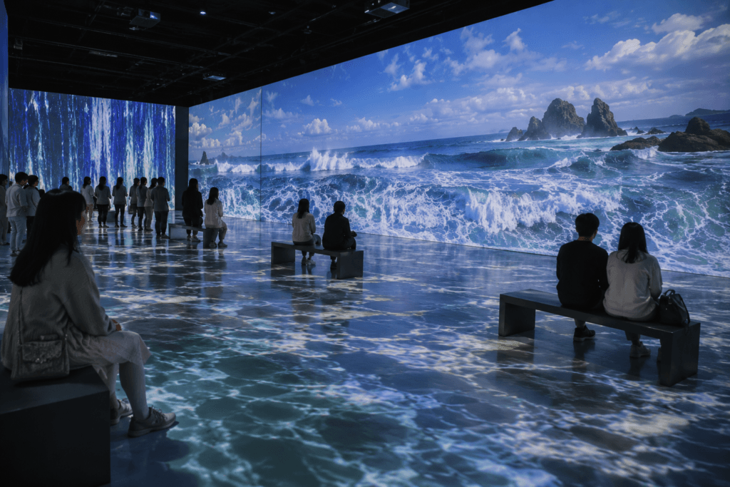 ARTE Museum Gangneung Visitors exploring immersive digital art displays at ARTE Museum Gangneung