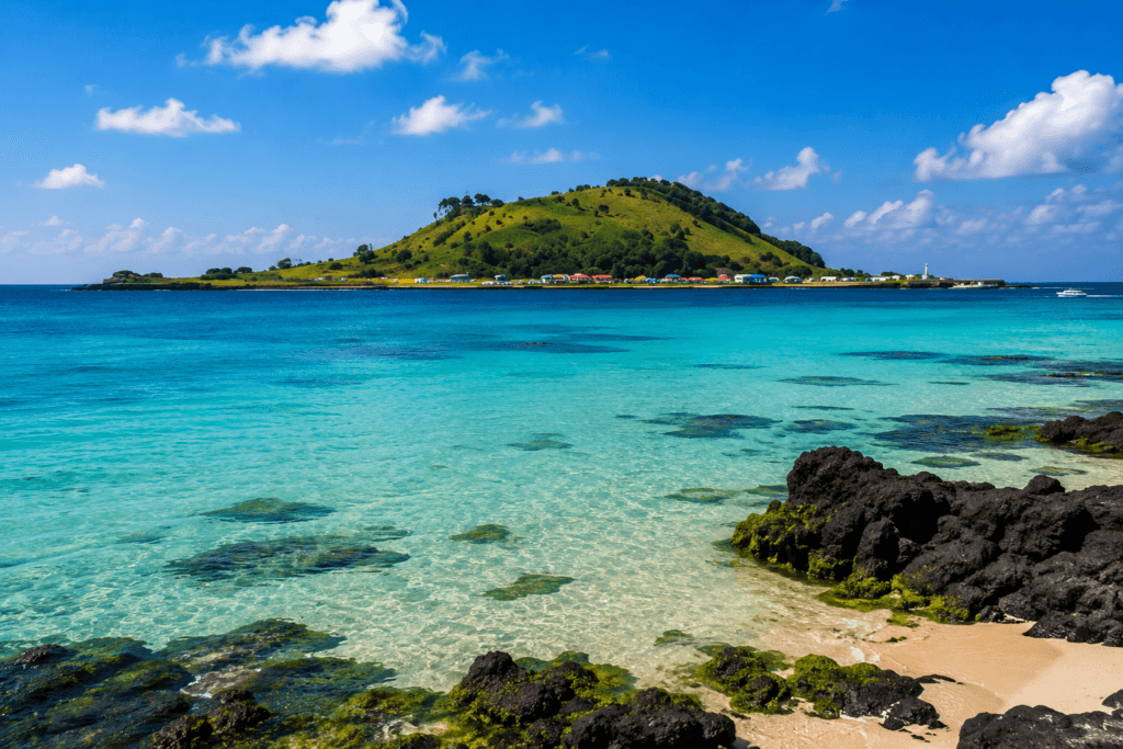 Biyangdo Island View Biyangdo Island viewed from Hyeopjae Beach on Jeju Island