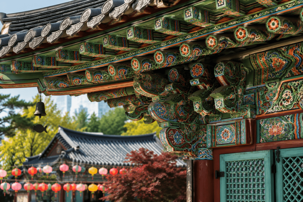 Painted wooden details at Bongeunsa Temple