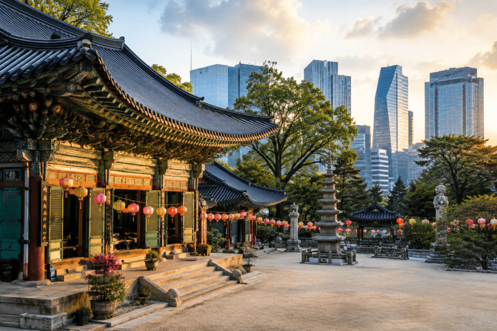 Bongeunsa Temple courtyard beside COEX in Gangnam