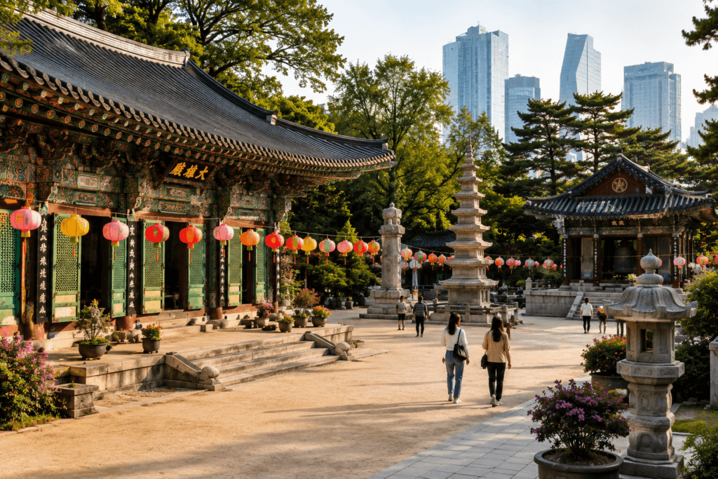 Bongeunsa Temple courtyard beside COEX in Gangnam