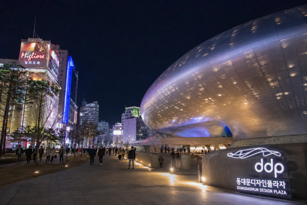 Dongdaemun Design Plaza at night in Seoul