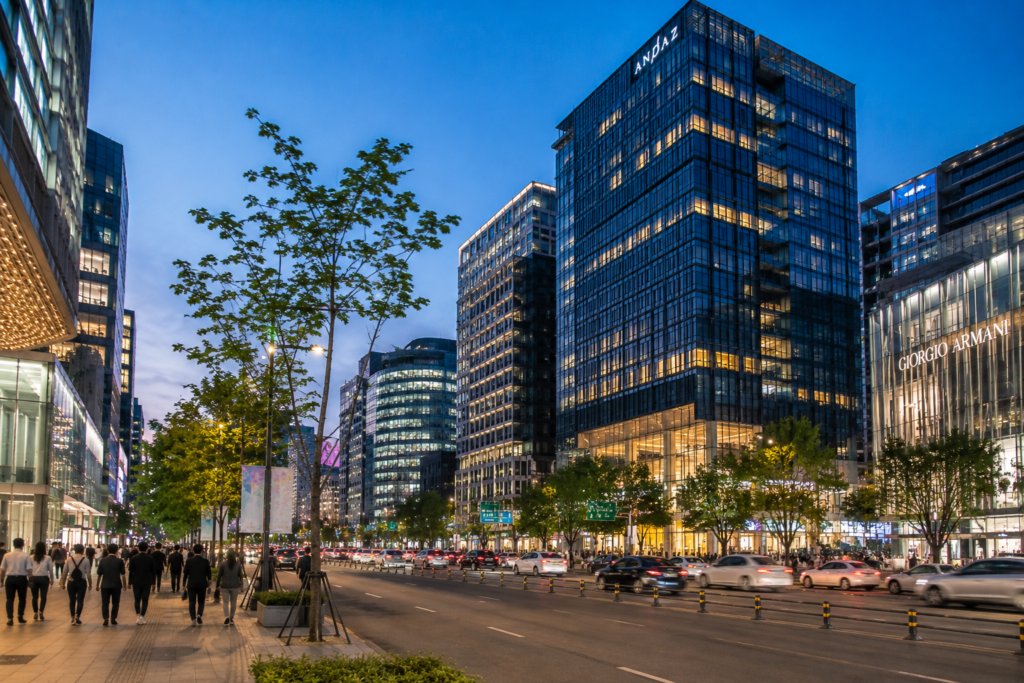 Modern Gangnam district in Seoul South Korea