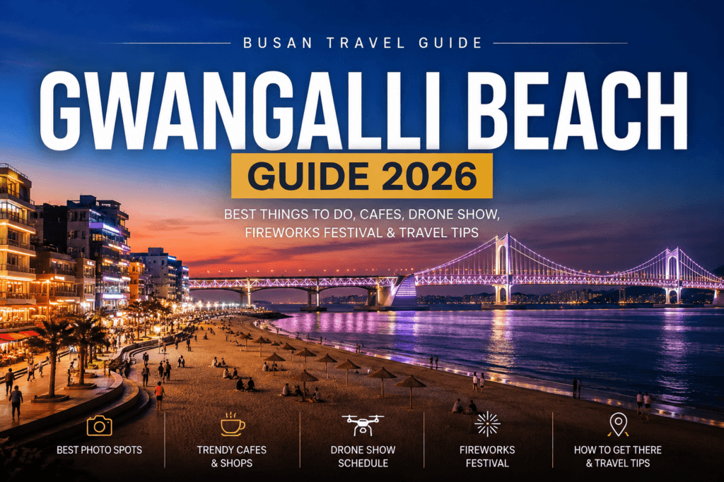 Gwangalli Beach Guide 2026 featuring Gwangan Bridge night view in Busan