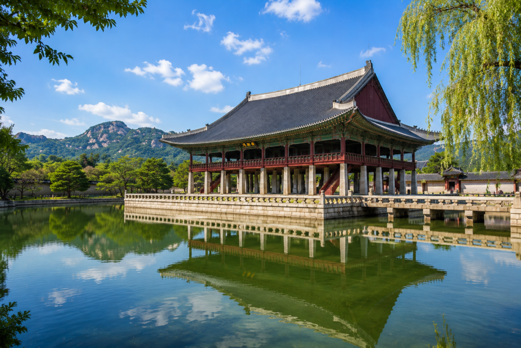 Gyeonghoeru Pavilion reflected in the pond at Gyeongbokgung Palace