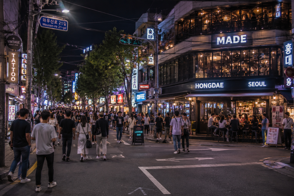 Hongdae nightlife and cafes in Seoul