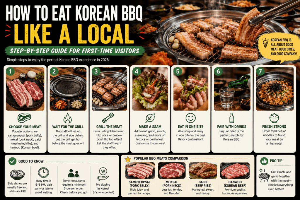 How to Eat Korean BBQ Like a Local Step by step Korean BBQ dining experience for first time visitors in Korea