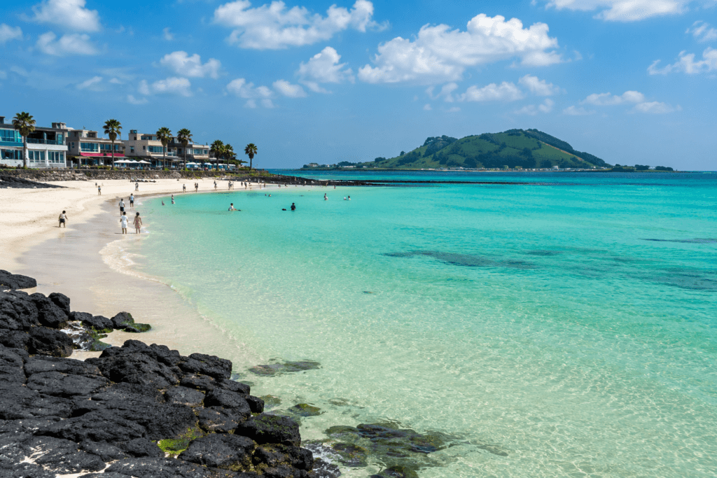 Hyeopjae Beach Crystal clear water and white sand at Hyeopjae Beach in Jeju