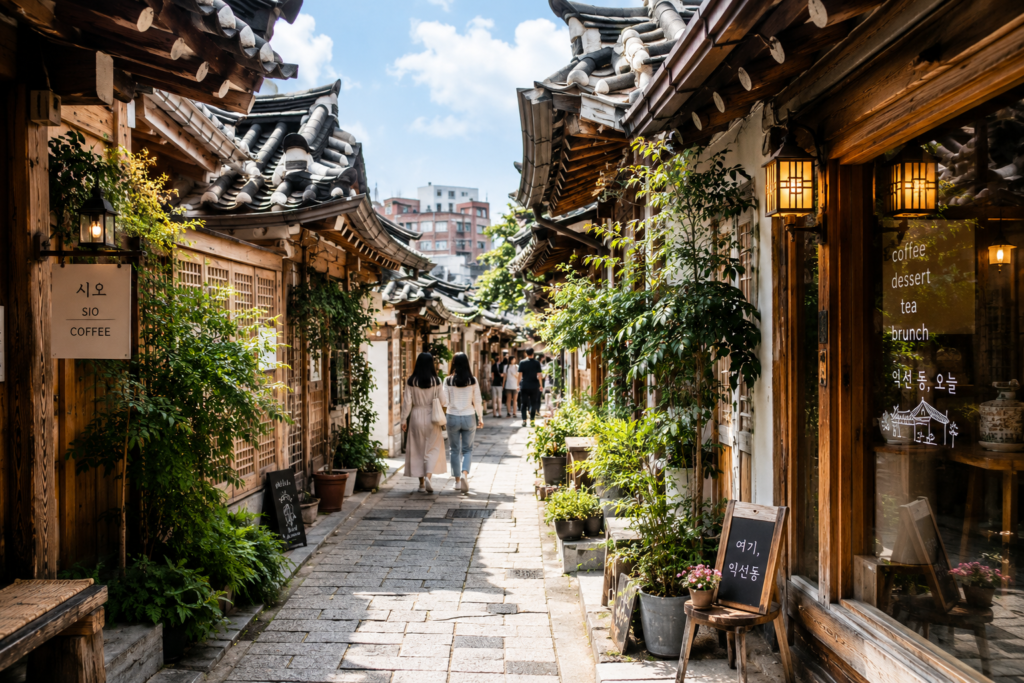 Traditional hanok alley in Ikseon-dong Seoul South Korea