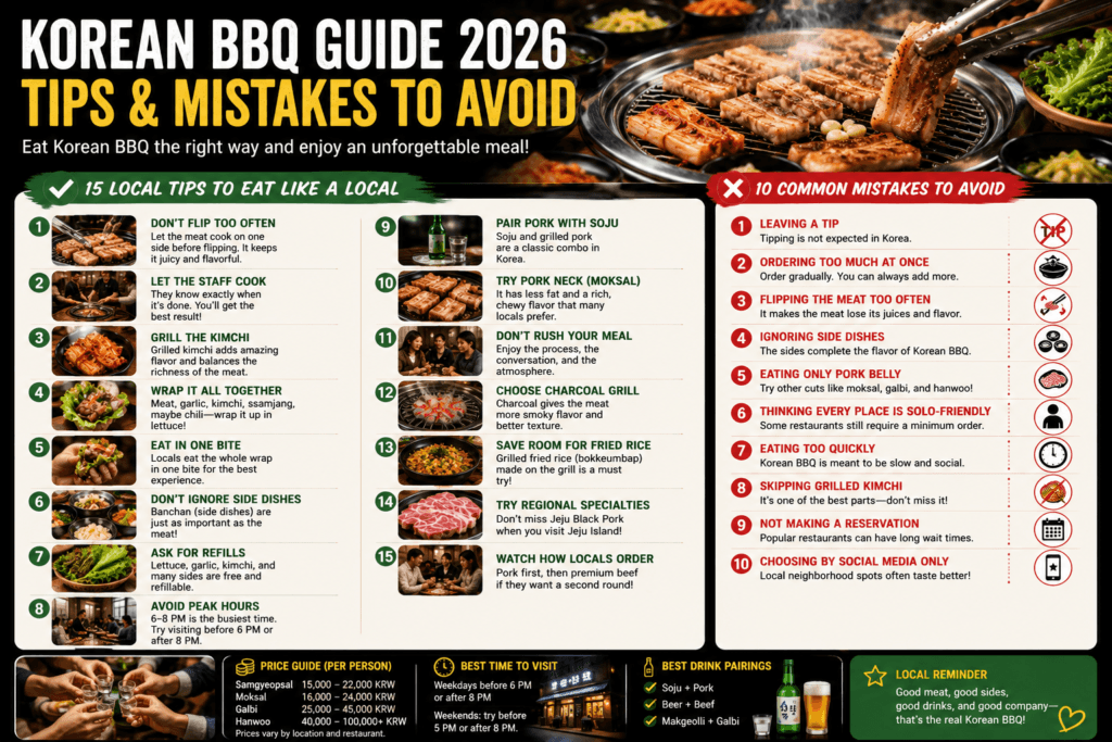 Korean BBQ Tips and Mistakes to Avoid Korean BBQ local tips and common mistakes guide for travelers visiting South Korea
