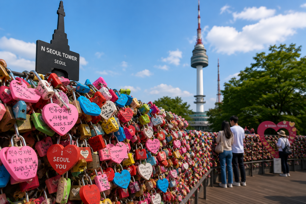 Colorful love locks at N Seoul Tower in Seoul