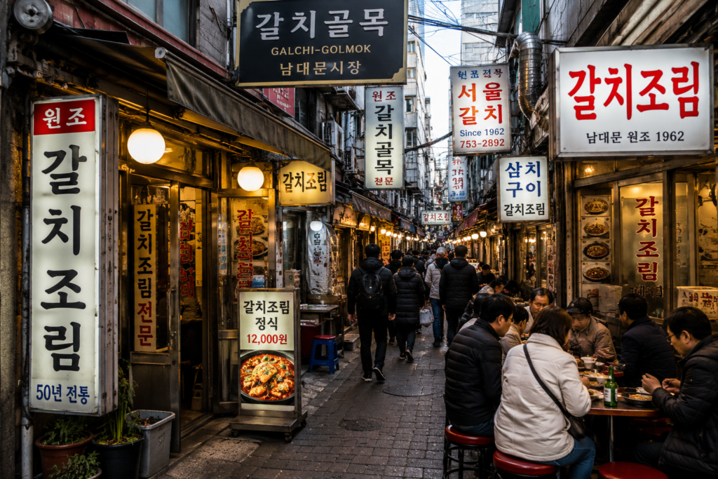 Galchi Alley restaurants inside Namdaemun Market Seoul
