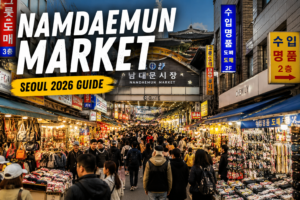 Crowded main street of Namdaemun Market in Seoul South Korea