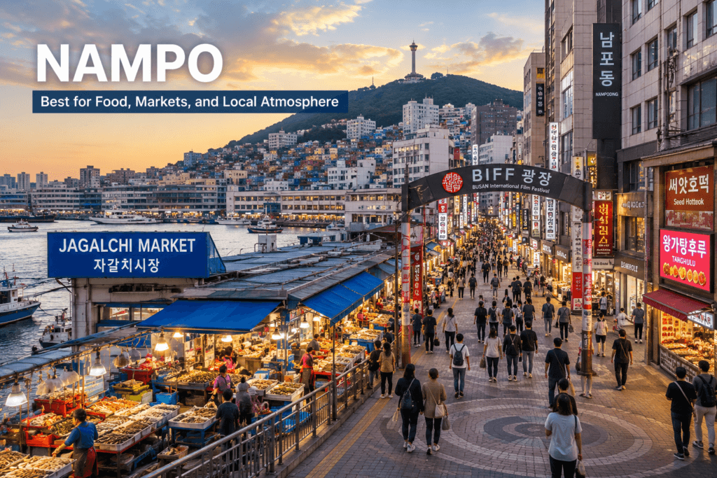 Nampo: Best for Food and Local Culture Nampo district with Jagalchi Market and BIFF Square in Busan