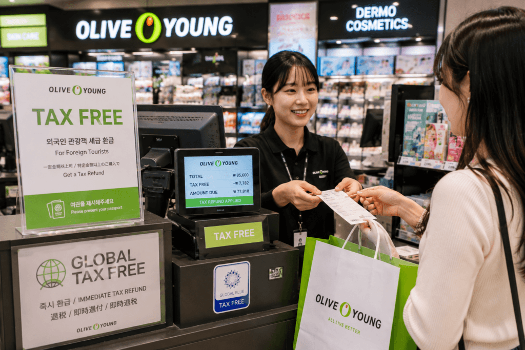 Olive Young Tax Refund Tax refund service at Olive Young checkout counter