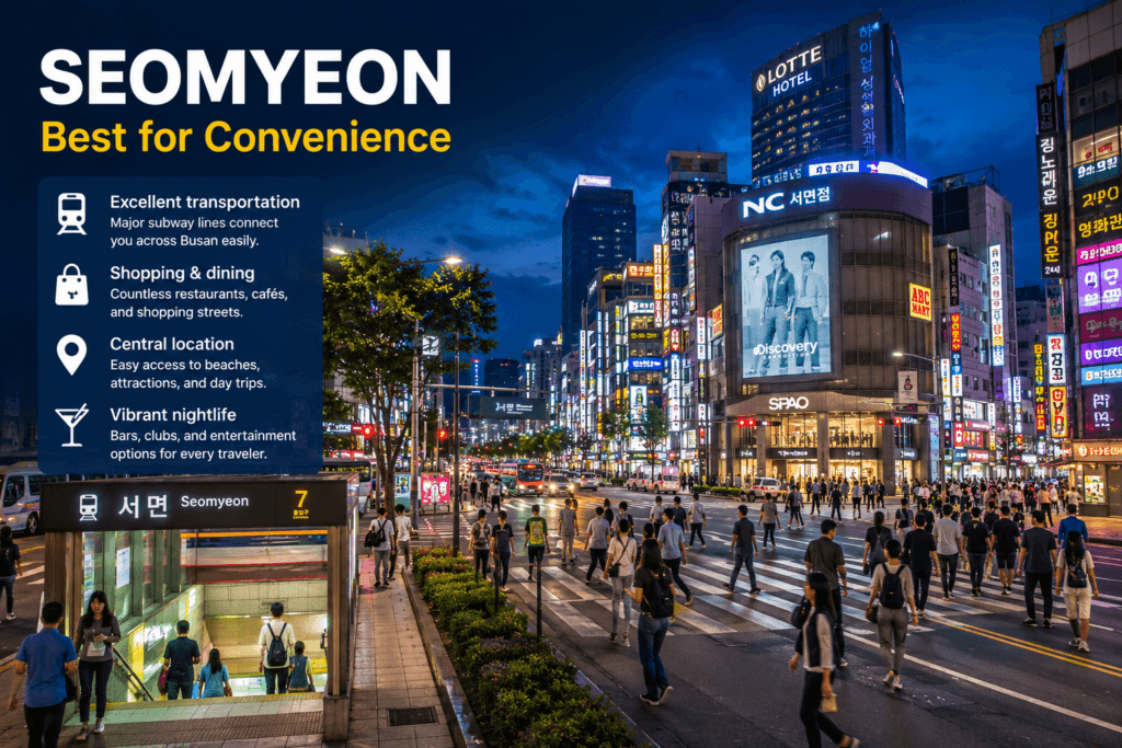 Seomyeon: Best for Convenience Busy streets and shopping district in Seomyeon Busan at night