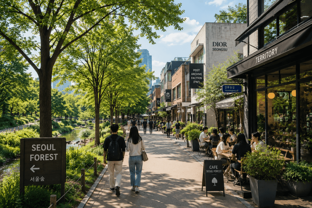 Seongsu and Seoul Forest Cafe street near Seoul Forest and Seongsu-dong