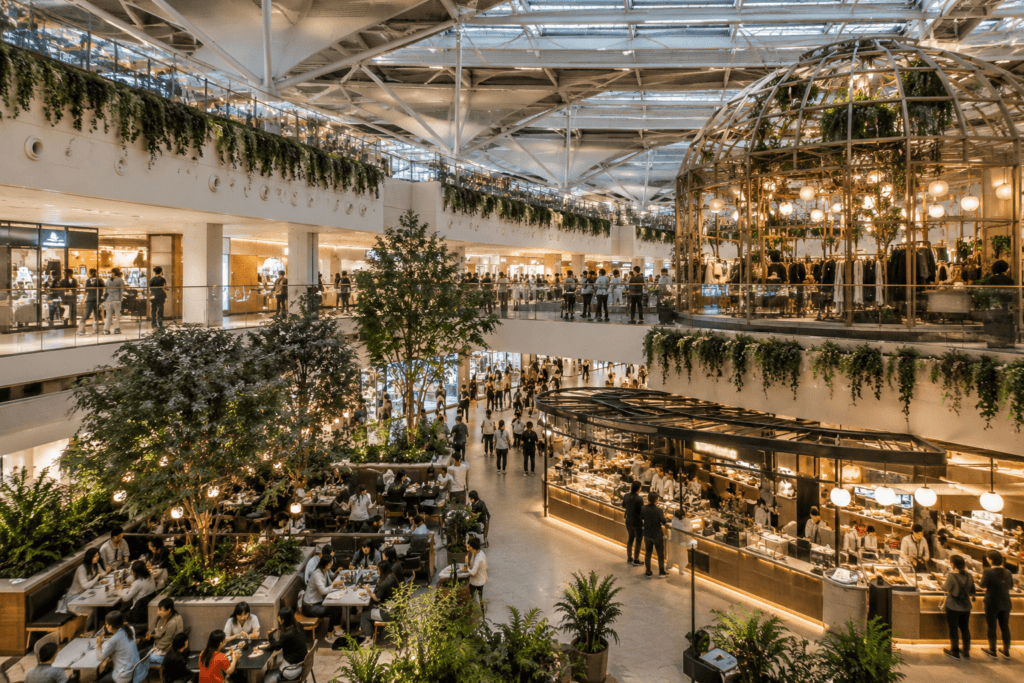 Indoor atrium and shopping floors at The Hyundai Seoul
