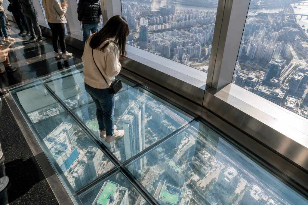 Glass floor area at Seoul Sky