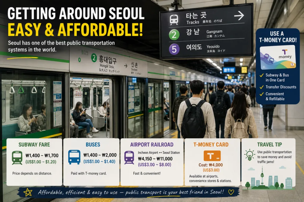 Seoul subway system and T-money card for budget travelers