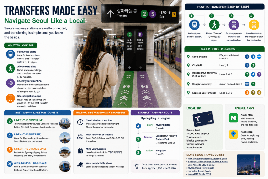 Guide to transferring between subway lines in Seoul