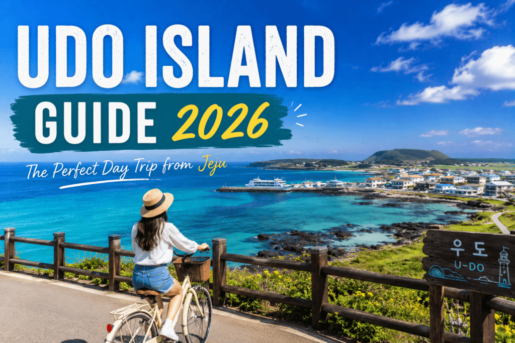 Udo Island Guide 2026 featuring coastal scenery and cycling routes on Jeju Island