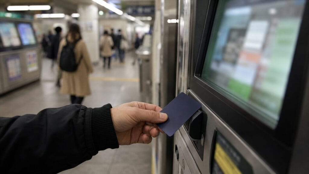 International credit card payment at a Seoul subway vending machine